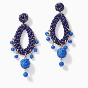Lilly Pulitzer GWP Blue Raffia Earrings